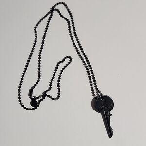 Matte Black Mindfulness Key Pendant Breathing Necklace 16 1/2"